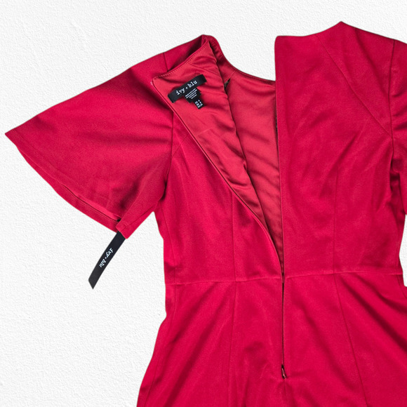 Ivy and Blu Bright Red Keyhole Crewneck Retro Fit and Flare Midi Dress Size 4 - Picture 10 of 10